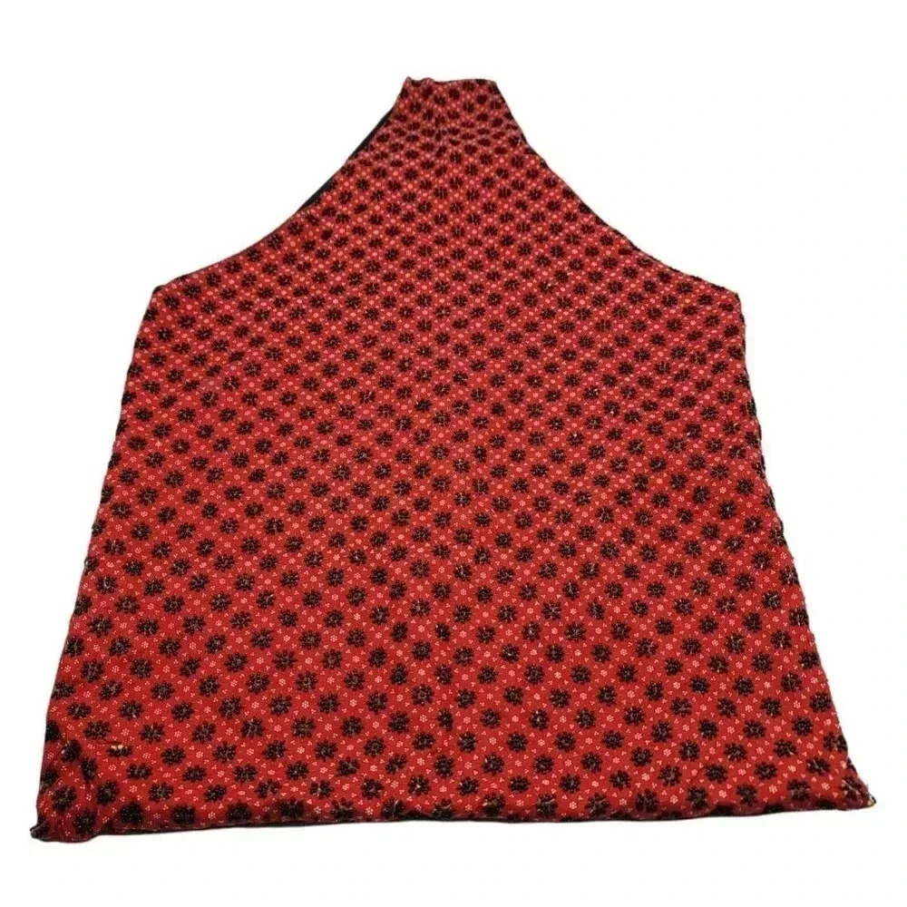Artisan Made Reversible Heavy Seed Bead Beaded Red Black Shopping Tote Hobo